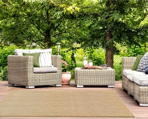 Miniatura 44 de Liora Manne Carmel - Alfombra tejida de perfil bajo de fácil cuidado para interiores y exteriores, color aguamarina, 6 pies 6 pulgadas x 9 pies 4