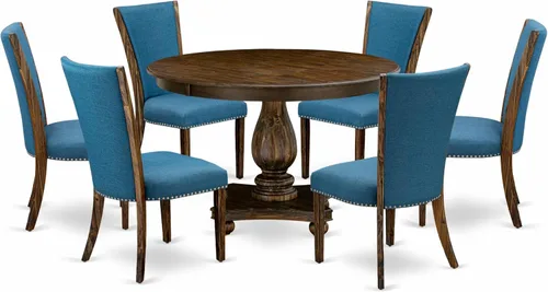 Miniatura 18 de East West Furniture F2VE5-721 - Juego de mesa de comedor de 5 piezas para 4 personas, incluye una mesa de cocina redonda con pedestal y 4 sillas
