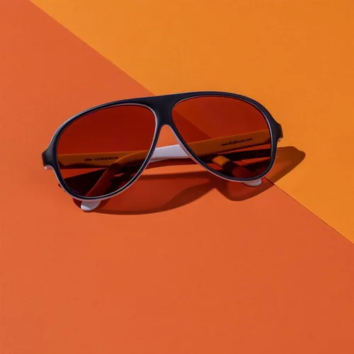 Miniatura 3 de Oficial Blublocker Azul Marino AzulBlanco Aviator anteojos de sol con lente de espejo azul