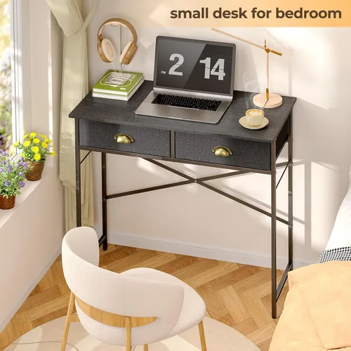 Miniatura 5 de DAOUTIME - Escritorio negro para escribir para dormitorio de niños, escritorio pequeño de 31.5 pulgadas para computadora para espacios pequeños