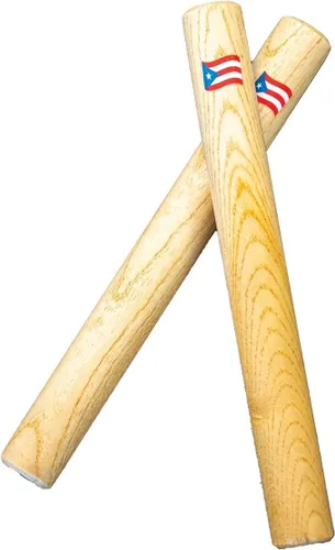 Miniatura 2 de Claves de madera de 8 pulgadas, con bandera de Puerto Rico, percusión de mano