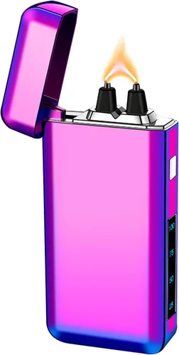 Miniatura 13 de Encendedor de arco resistente al viento, recargable por USB, plasma, sin llama con indicador de batería, ideal para velas, barbacoas y fuegos Flor