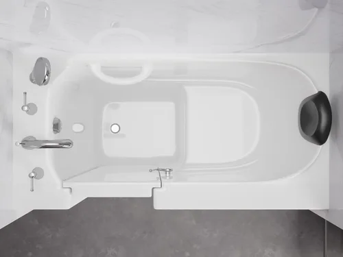 Miniatura 3 de ANZZI Bañera de 53 x 26 pulgadas con llenado rápido, cabezal de ducha de 60 pulgadas, fácil entrada, sello hermético, almohada para la cabeza, 2653