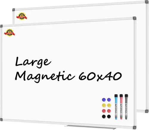 Miniatura 13 de Lockways Pizarra blanca magnética grande de borrado en seco de 60 x 40 pulgadas, pizarra blanca montada en la pared con bandeja para bolígrafos