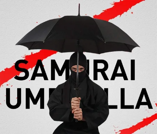 Miniatura 7 de zooro Samurai - Paraguas semiautomático Ninja Samurai a prueba de viento, el mejor regalo creativo (24 huesos)
