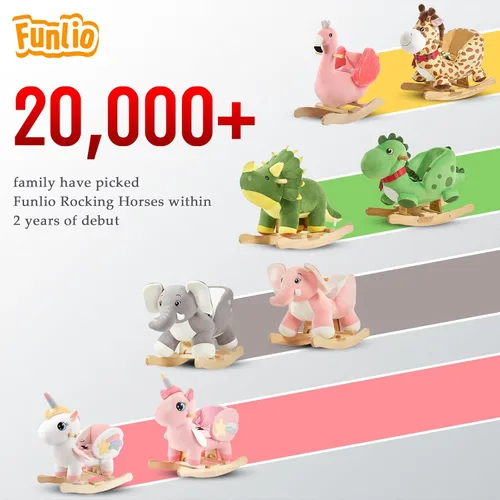 Miniatura 6 de FUNLIO Caballo mecedor de unicornio para bebé, caballo mecedor de unicornio de hadas arco iris para niños pequeños de 6 meses a 3 años, balancín
