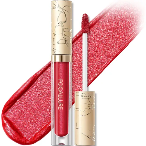 Miniatura 15 de FOCALLURE Lápiz labial líquido metálico, brillo de labios no pegajoso, color de labios de alto impacto con resistencia a la transferencia, BR01