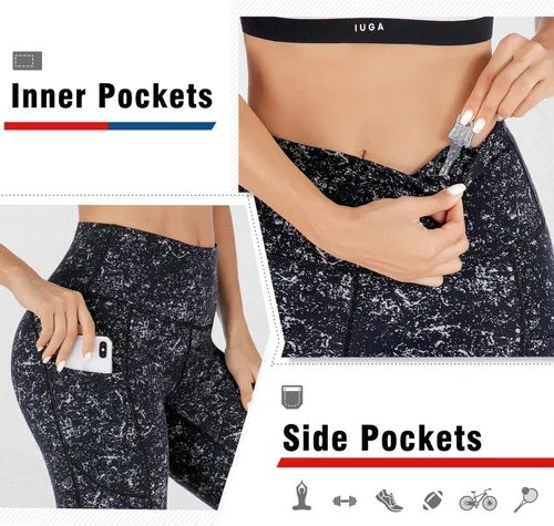 Miniatura 3 de IUGA High Waisted Yoga Pants for Women with Pockets Capri Leggings for Women Workout Leggings for Women Yoga Capris