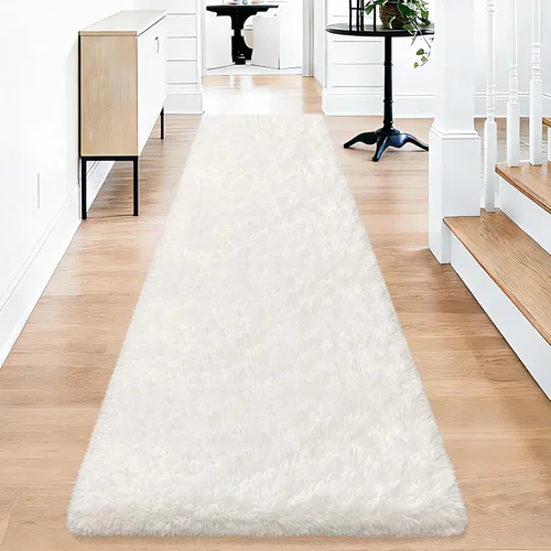 Miniatura 88 de Alfombras de pasillo beige de 2 x 6 pies para dormitorio, sala de estar, alfombra de felpa suave y esponjosa, alfombra de pasillo para pasillos