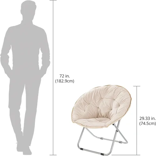 Miniatura 5 de mDesign Urban Papasan - Silla plegable de luna – Silla OVNI con platillo grande con marco de metal plegable – Asiento plegable mullido para oficina