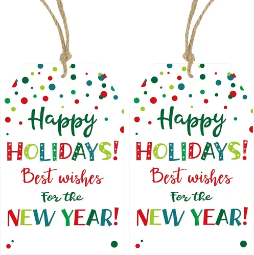 Miniatura 16 de Etiquetas de regalo de Navidad de Anwyll con cuerda - 50 piezas etiquetas de arco rosa feliz feliz feliz Navidad para regalos etiqueta de regalo