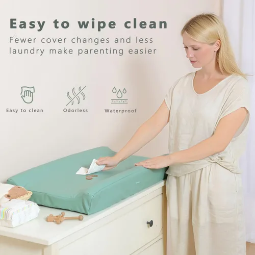 Miniatura 3 de Fundas de cambiador de pañales de cuero vegano para niña, niño, impermeable y lavable, suave funda para cambiador de pañales. Se adapta a Beige