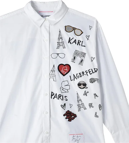 Miniatura 4 de Karl Lagerfeld Paris Blusa de manga larga con motivo icónico para mujer