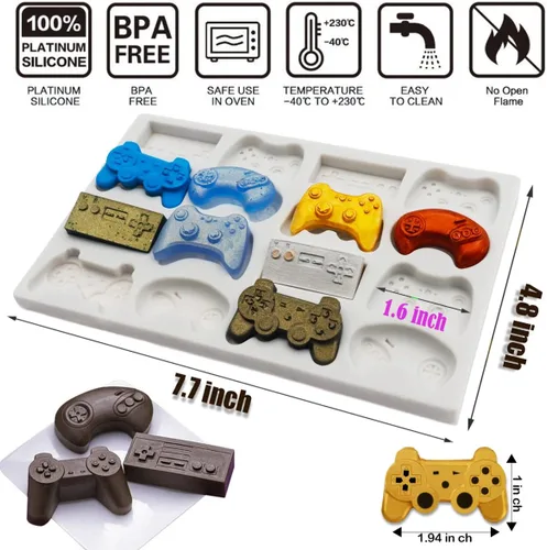 Miniatura 2 de SAKOLLA Moldes de Silicona para Controlador de Juegos, 16 Cavidades Moldes de Controlador de Videojuegos para Chocolate, Dulces, Decoración de Gris