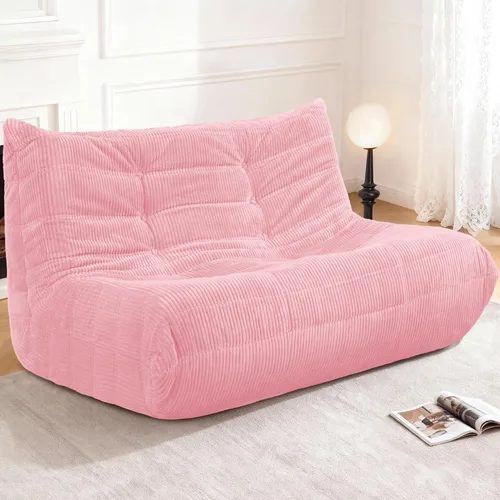 Miniatura 67 de Puf para adultos, silla puf grande, sillón con relleno de espuma viscoelástica para el hogar, apartamento o sala de juegos, gris afelpado Felpa gris