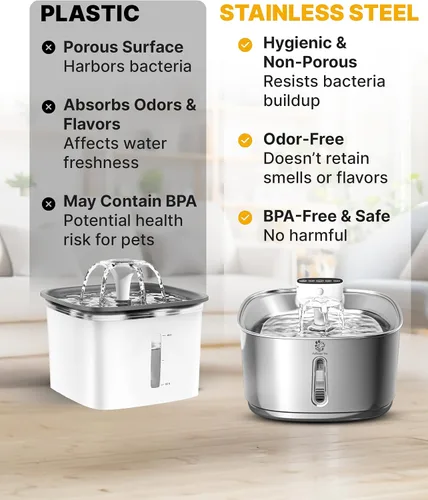 Miniatura 3 de Fuente de agua inalámbrica para gatos, 3.2L/108 onzas, fuente de acero inoxidable, fuente automática para beber gatos inalámbrica y recargable