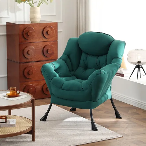 Miniatura 24 de Silla perezosa con otomana, silla de descanso moderna y grande con reposabrazos y reposapiés, silla de lectura con otomana, silla de sofá de ocio