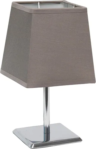 Simple Designs LT2062-GRY - Mini lámpara de mesa de cromo cuadrado con pantalla de tela Empire, gris