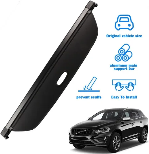 Miniatura 2 de Cubierta de Carga para Volvo XC60 2010 2011 2012 2013 2014 2015 2016 2017 para Accesorios Volvo XC60 Negro Cubierta de Maletero Retráctil Protector
