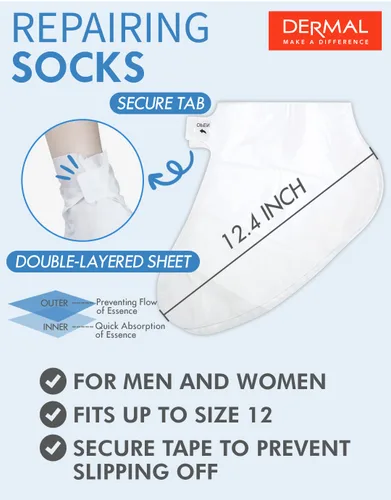 Miniatura 3 de DERMAL Moistfull - Juego de 6 calcetines sedosos para pies y guantes de mano, para pies y manos secos, tratamiento de spa en casa, probado por