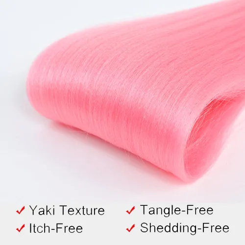 Miniatura 3 de Cabello trenzado rosa preestirado, fácil de trenzar, textura Yaki, pelo sintético profesional trenzado de 26 pulgadas, ajuste de agua caliente