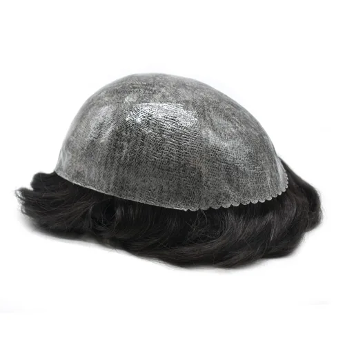 Miniatura 3 de Toupee - Sistema de pelo de poliuretano para hombre, repuesto completo de pelo de polietileno para hombres (8 x 10 pulgadas, 1 negro azabache)