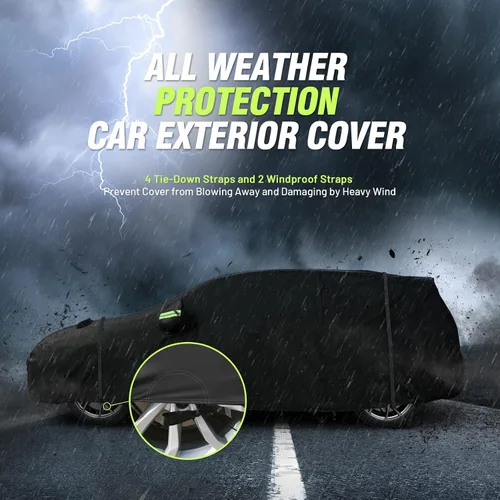 Miniatura 5 de Favoto Funda Impermeable para Automóvil para Todo Clima para Automóviles, 6 Capas de Servicio Pesado para Exteriores Protección contra Lluvia Polvo