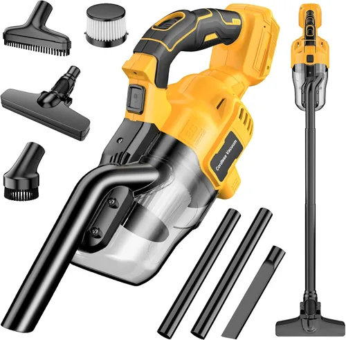 Aspiradora de mano inalámbrica compatible con batería DeWalt de 20V, succión fuerte de 16000 Pa, 2 filtros HEPA y 4 boquillas, aspiradora portátil