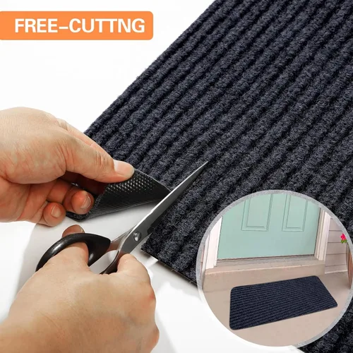 Miniatura 4 de Nuanchu 4 rollos grandes semiacabados para exteriores de 16 x 79 pulgadas, tapete para puerta angosta, antideslizante, impermeable, para baño