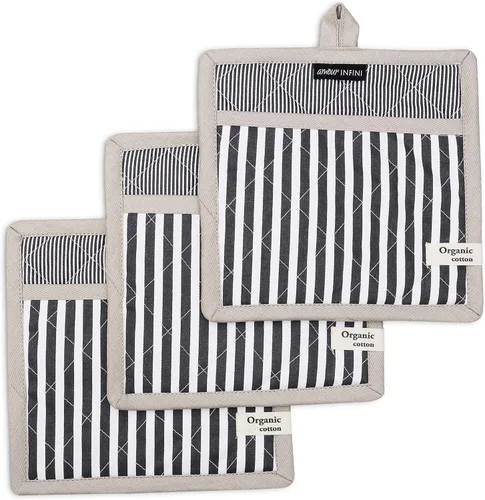 Miniatura 22 de AMOUR INFINI Juego de 2 soportes para ollas de algodón resistentes al calor, antideslizantes de 8 x 8 pulgadas, almohadillas calientes para cocina