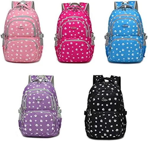 Miniatura 7 de Mochila con estampado de huellas de perro para estudiantes de escuela primaria, bolsa escolar para estudiantes, Mochila negra, Viajar