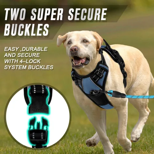 Miniatura 4 de Barkbay Arnés antitirones con clip frontal para perros, material resistente y reflectante, mango de fácil control para pasear perros grandes
