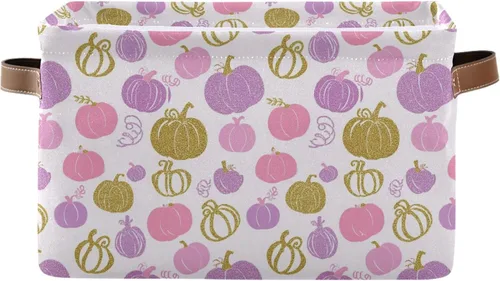 Miniatura 23 de Cesta de Almacenamiento Morada Happy Halloween Cestas de Tela para Cocina Calabaza Calavera Fantasma Murciélago Truco o Trato Contenedores Abiertos