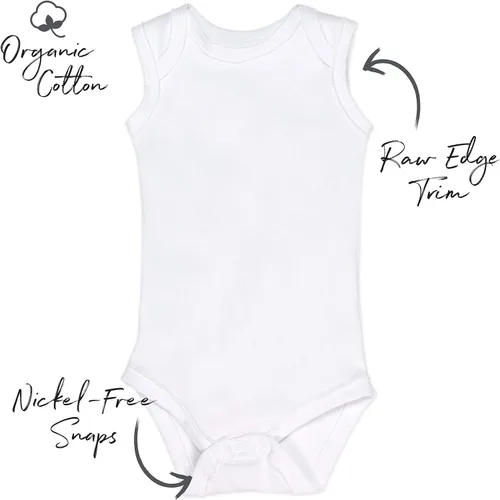 Miniatura 2 de HonestBaby Mameluco unisex sin mangas de una pieza 100% algodón orgánico para bebés, niños, niñas, unisex