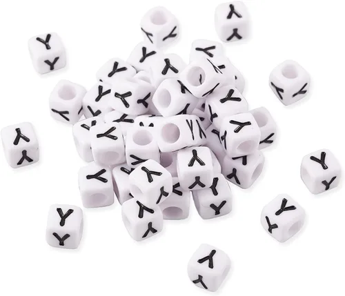 Miniatura 49 de FASHEWELRY 300 cuentas cúbicas de acrílico con números cuadrados mezclados del 0 al 9, cuentas de acrílico blanco de 0.236 x 0.236 pulgadas