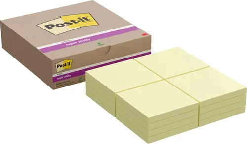 Post-it Notas súper adhesivas, amarillo canario, paquete de 16 blocs, 90 hojas por bloc, 2.992 in x 2.992 in, notas extra adhesivas para paredes,