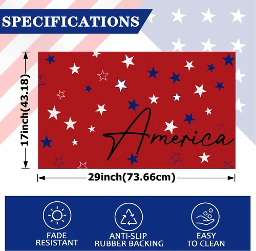 Miniatura 2 de Tapete patriótico para puerta del 4 de julio, Día de la Independencia, decorativo con estrellas de la libertad, tapete de bienvenida rojo, tapete