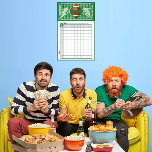 Miniatura 6 de Zonon 5 pósteres cuadrados de hoja de juego de fútbol, cuadrados de 100 cuadrículas, pósteres de récord de puntuación de fútbol, fiestas de fútbol
