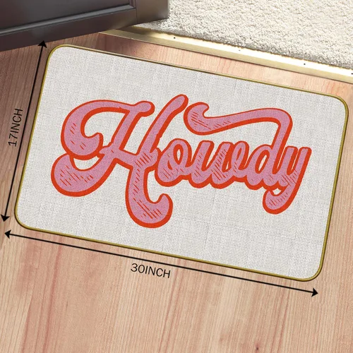 Miniatura 3 de Mingnei Tapete divertido de Howdy de color rosa intenso para la cocina del hogar, tapete de puerta de Howdy, tapete para puerta de vaquera Howdy