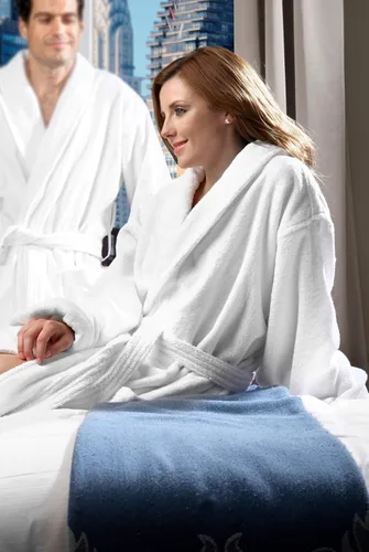 Miniatura 9 de MONARCH Bata de baño unisex de rizo 100% algodón peinado lux, bata con cuello de chal, elección de hotel de cinco estrellas, sin capucha