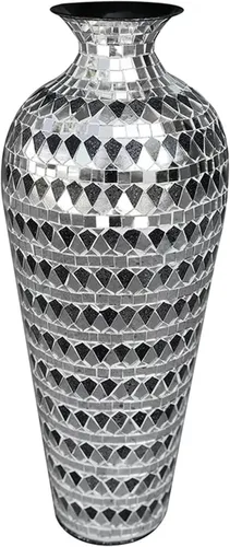 Jarrón decorativo alto de mosaico de 20 pulgadas, diseño de acento para decoración del hogar, patrón geométrico de diseñador con mosaico de vidrio,