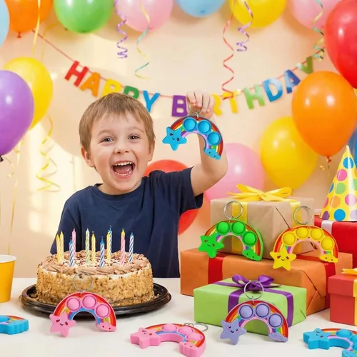 Miniatura 3 de Paquete de 24 juguetes para ansiedad a granel con forma de arco iris para adultos y niños, suministros de fiesta de cumpleaños y premio de burbujas