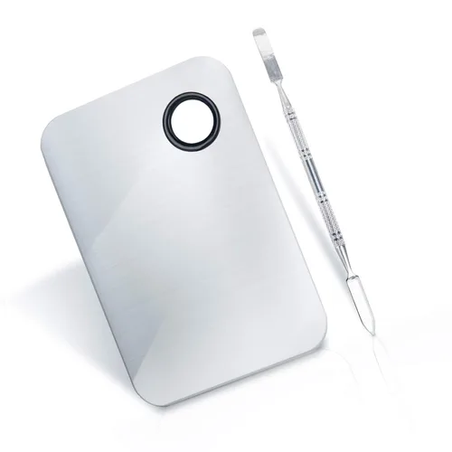 Miniatura 7 de ALIOBC Paleta de Mezcla de Maquillaje, Paleta de Base de Metal de Acero Inoxidable Mejorada con Espátula Herramienta de Artista para Mezclar Base