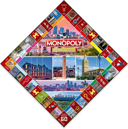 Miniatura 2 de Monopoly Juego de mesa Kansas City Edition: 2-6 jugadores Juegos de mesa familiares para niños y adultos, juegos de mesa para niños de 8 años