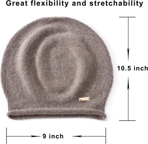 Miniatura 4 de jaxmonoy Gorro de punto holgado de cachemira para mujer, gorro de invierno suave y cálido de lana para mujer