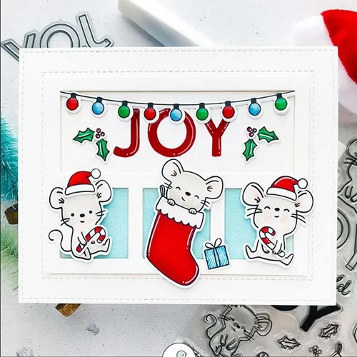 Miniatura 5 de Sellos transparentes de ratón de Navidad y juegos de troqueles para hacer tarjetas, plantillas de corte para álbumes de recortes, álbum de fotos