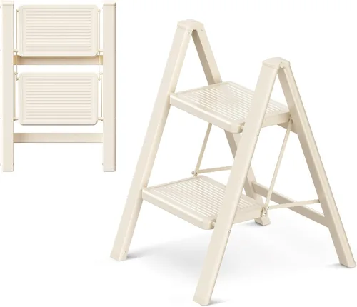 Miniatura 8 de Escalera plegable de 2 escalones con pedal ancho antideslizante, capacidad de 330 libras, escalera portátil ligera para uso en el hogar y la cocina