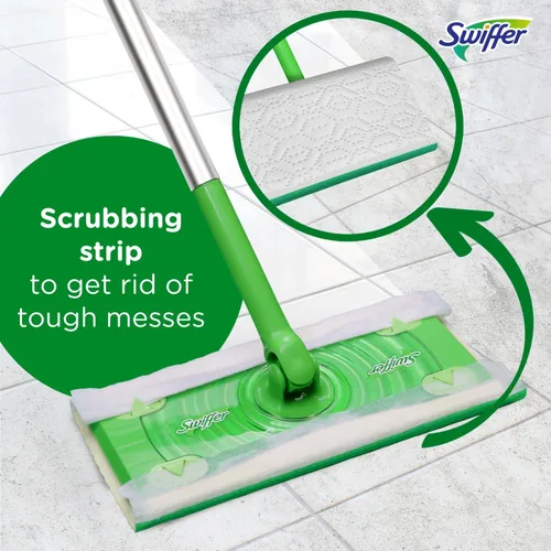 Miniatura 6 de Swiffer Sweeper 2-en-1, limpiador de piso de superficie múltiple seco y húmedo, barrido y mopping kit de inicio. Incluye 1 mop + 19 recargas