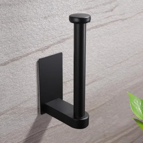 YIGII Portarrollos de papel higiénico autoadhesivo - Soporte de rollo de papel higiénico negro adhesivo soporte de papel higiénico adhesivo para
