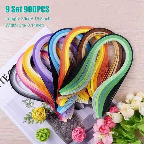 Miniatura 2 de Woohome Juego de 33 tiras de papel con 17 herramientas de quilling, 16 colores, 1600 tiras de papel con bolígrafo de quilling, papel de arte